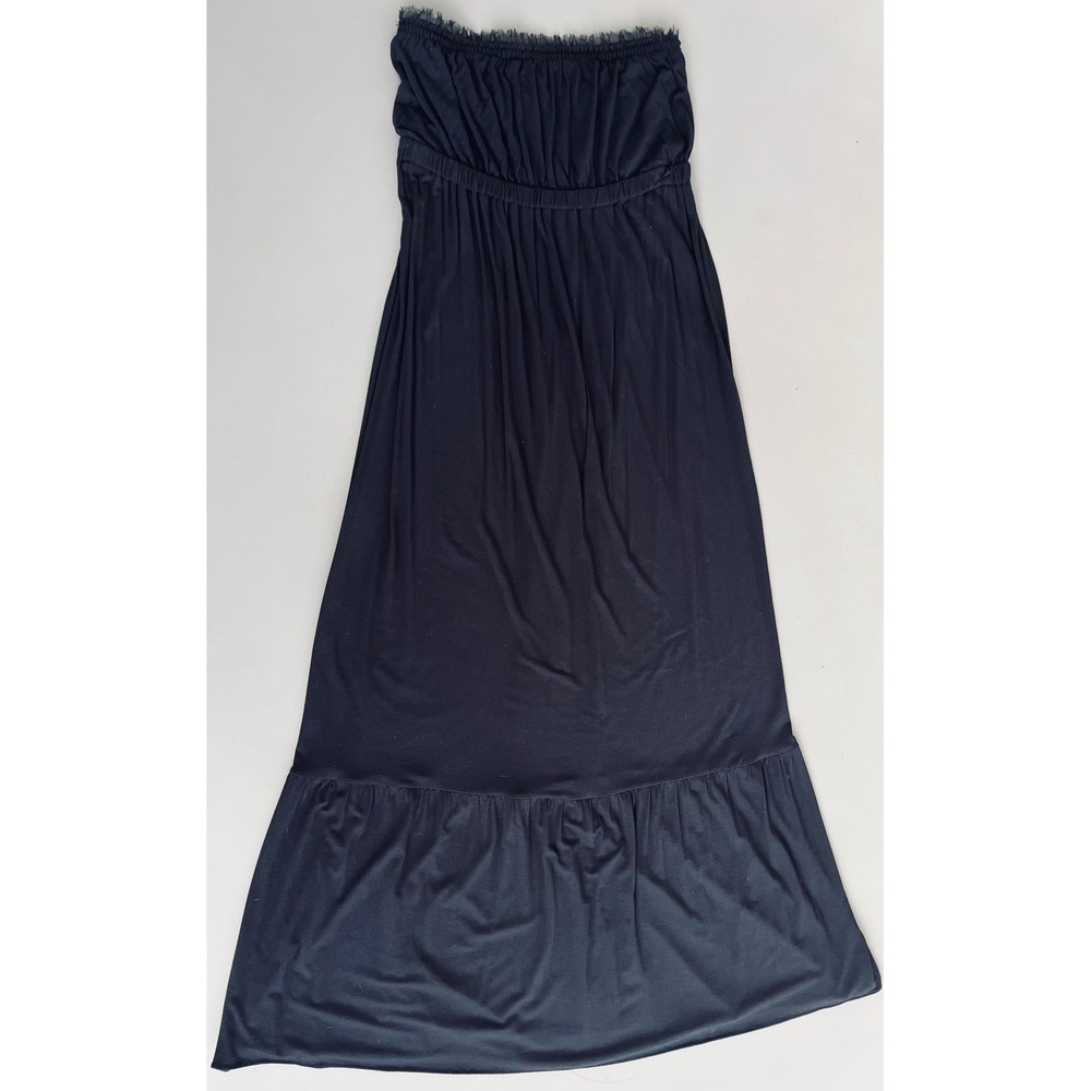 Banana Republic Black Jersey Stretch Strapless Maxi Dress‎ Smocked Tulle Trim
